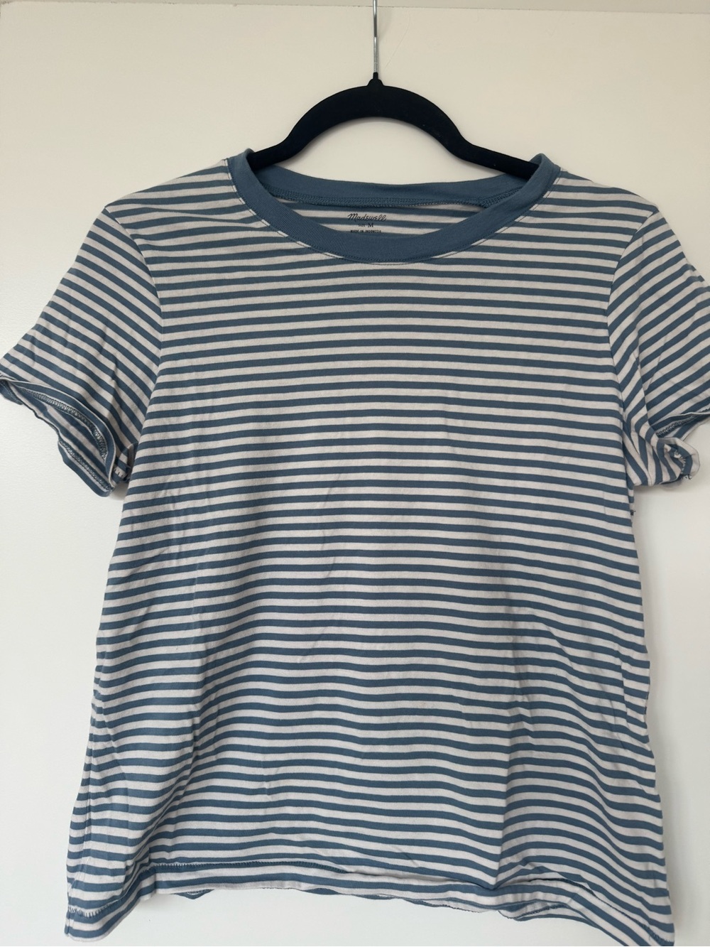 Striped Crewneck Tee in Blue and White - Casual women’s Shirt